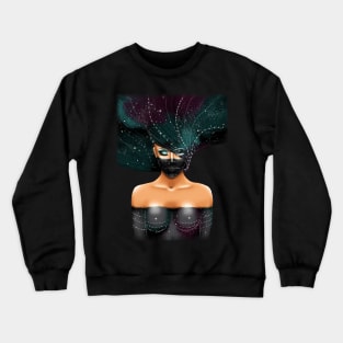 Beautiful cosmos girl on a black background Crewneck Sweatshirt